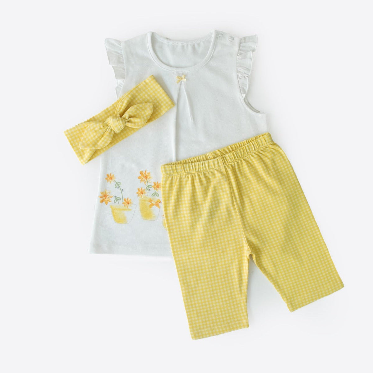 フリルTシャツ&スパッツ&ヘアバンド3点セット-Summer play