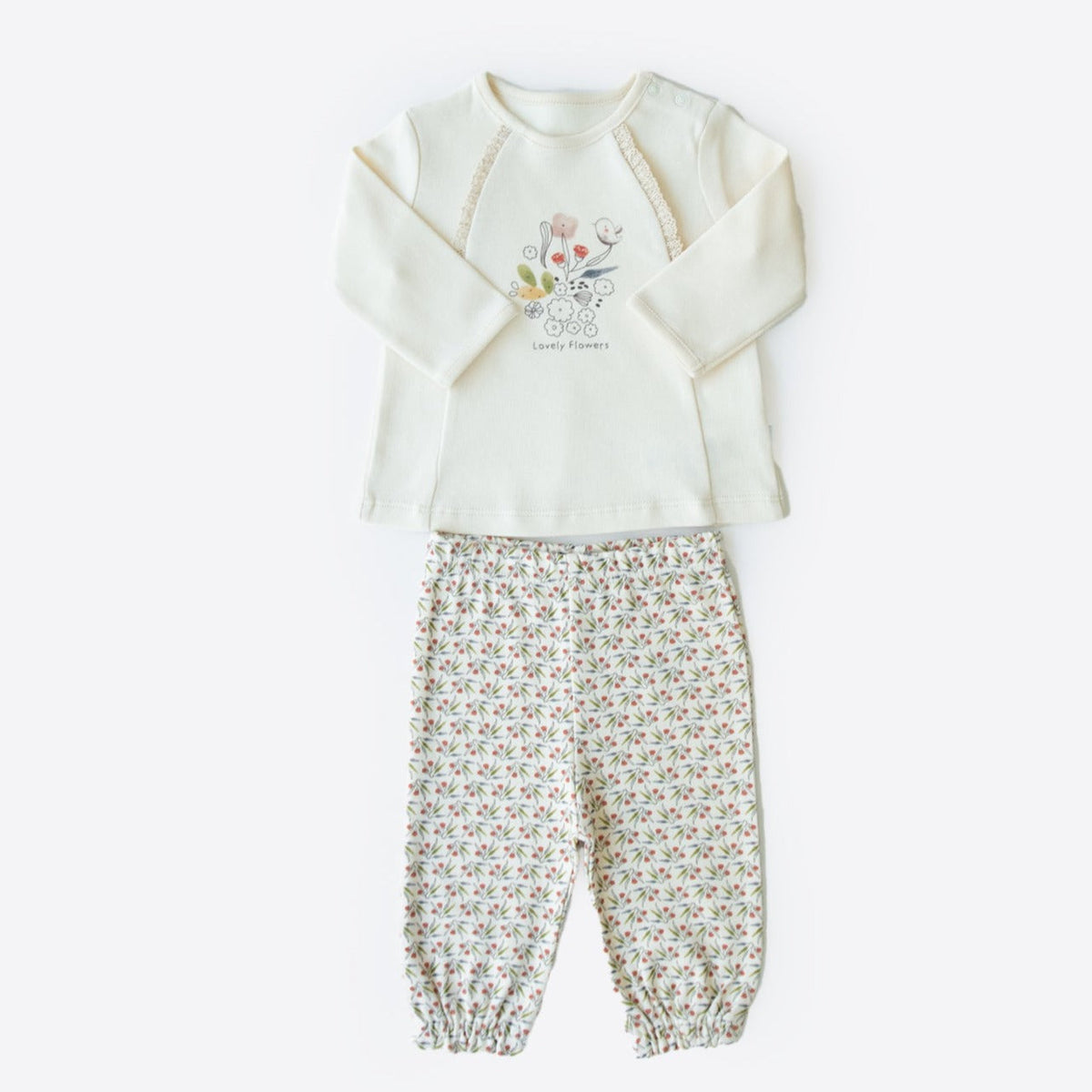 ラブリーフラワー上下セット-ORGANIC LOVELY FLOWERS 2 PCS SET