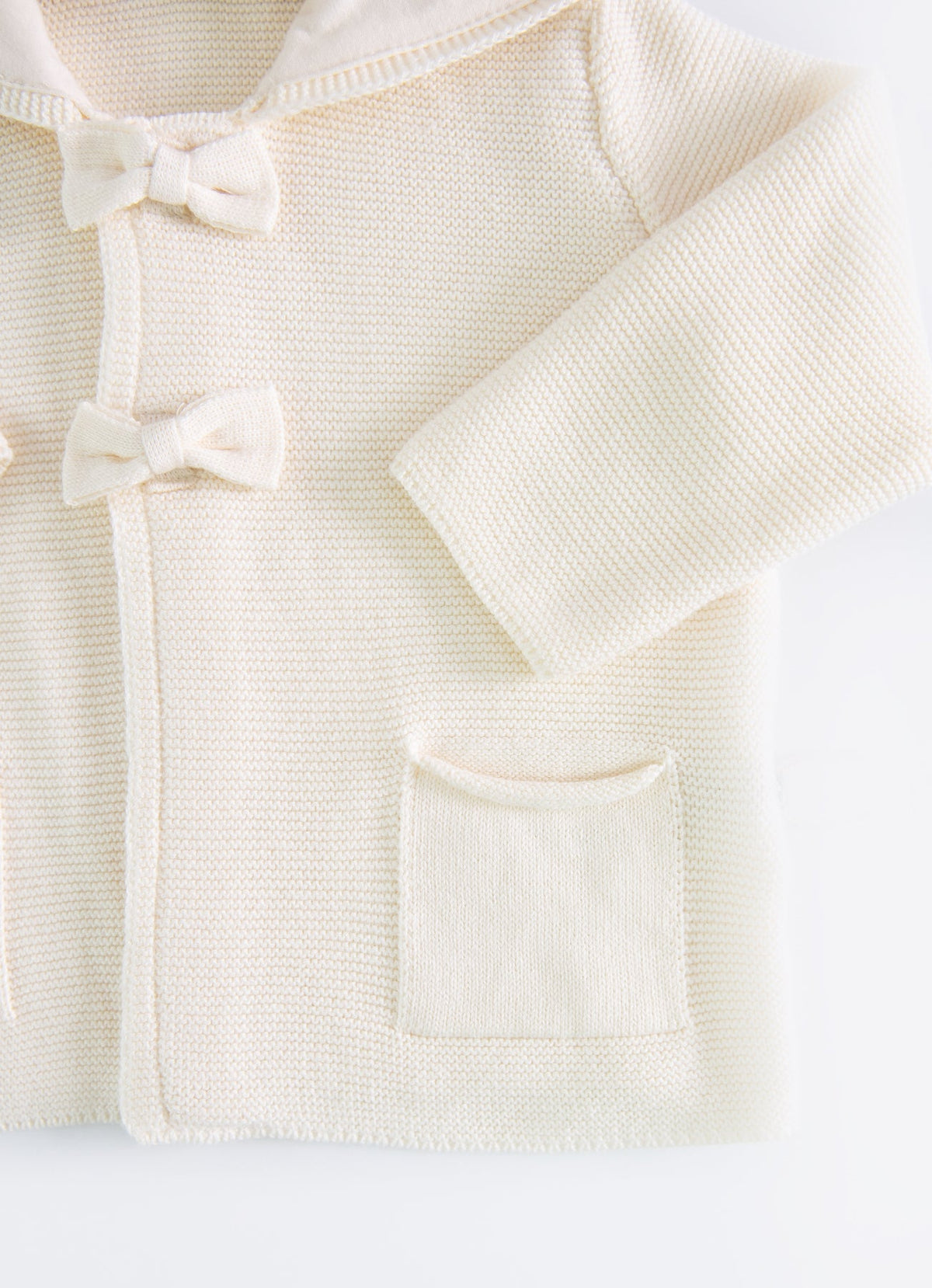 オーガニック リボン付きニットフードジャケット- knitted Girl Jacket with ribbons