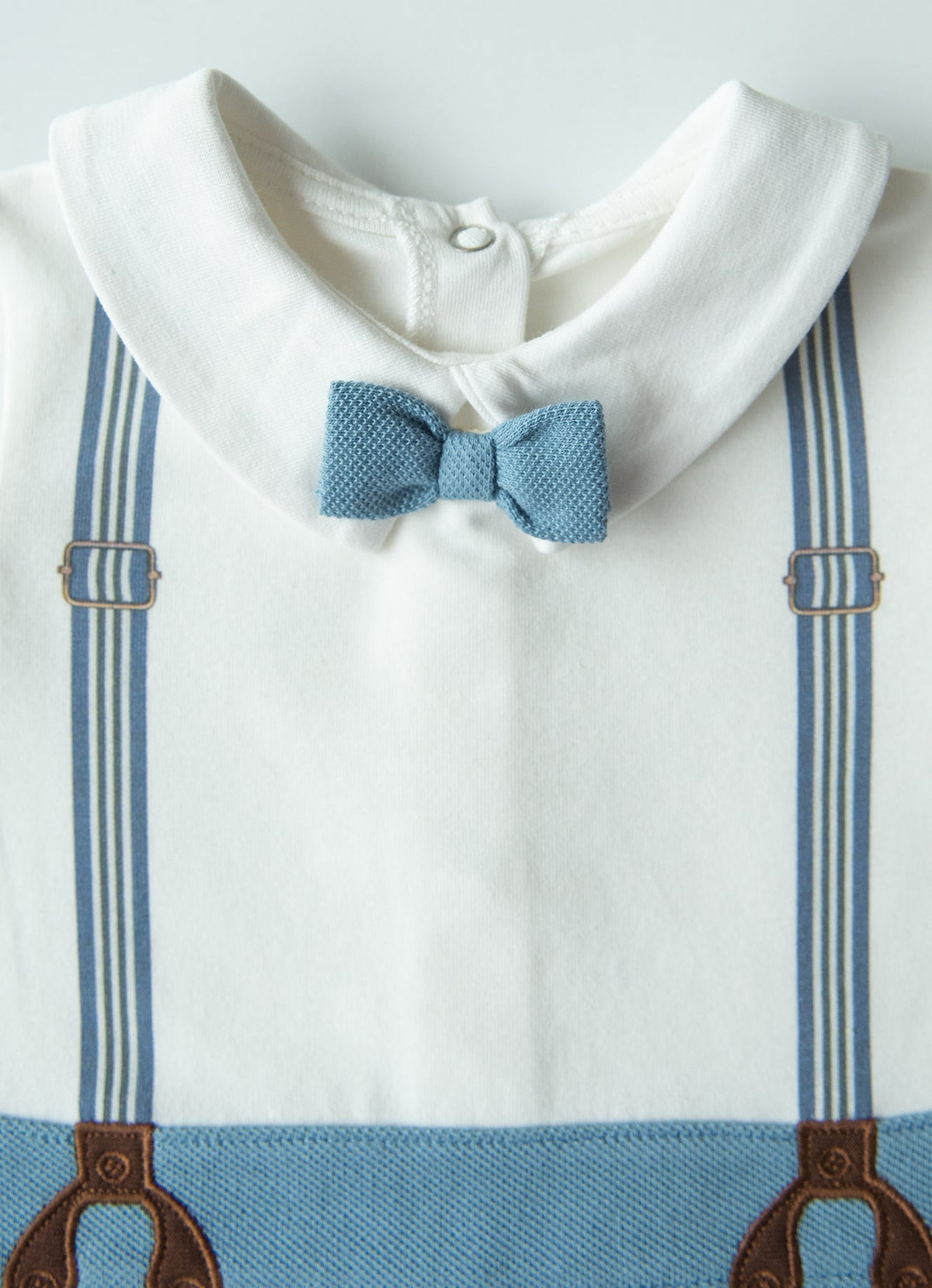 オーガニック 半袖ロンパース‐蝶ネクタイ&サスペンダー(BOW TIE)