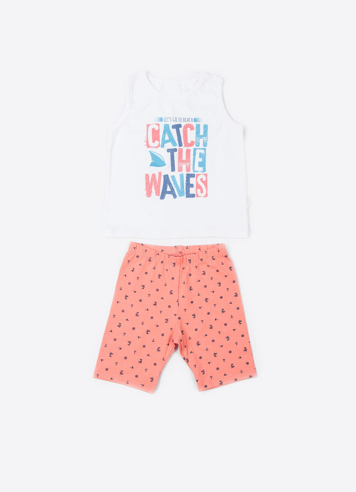 ノースリーブトップス&ショート丈パンツ/2点セット catch the waves