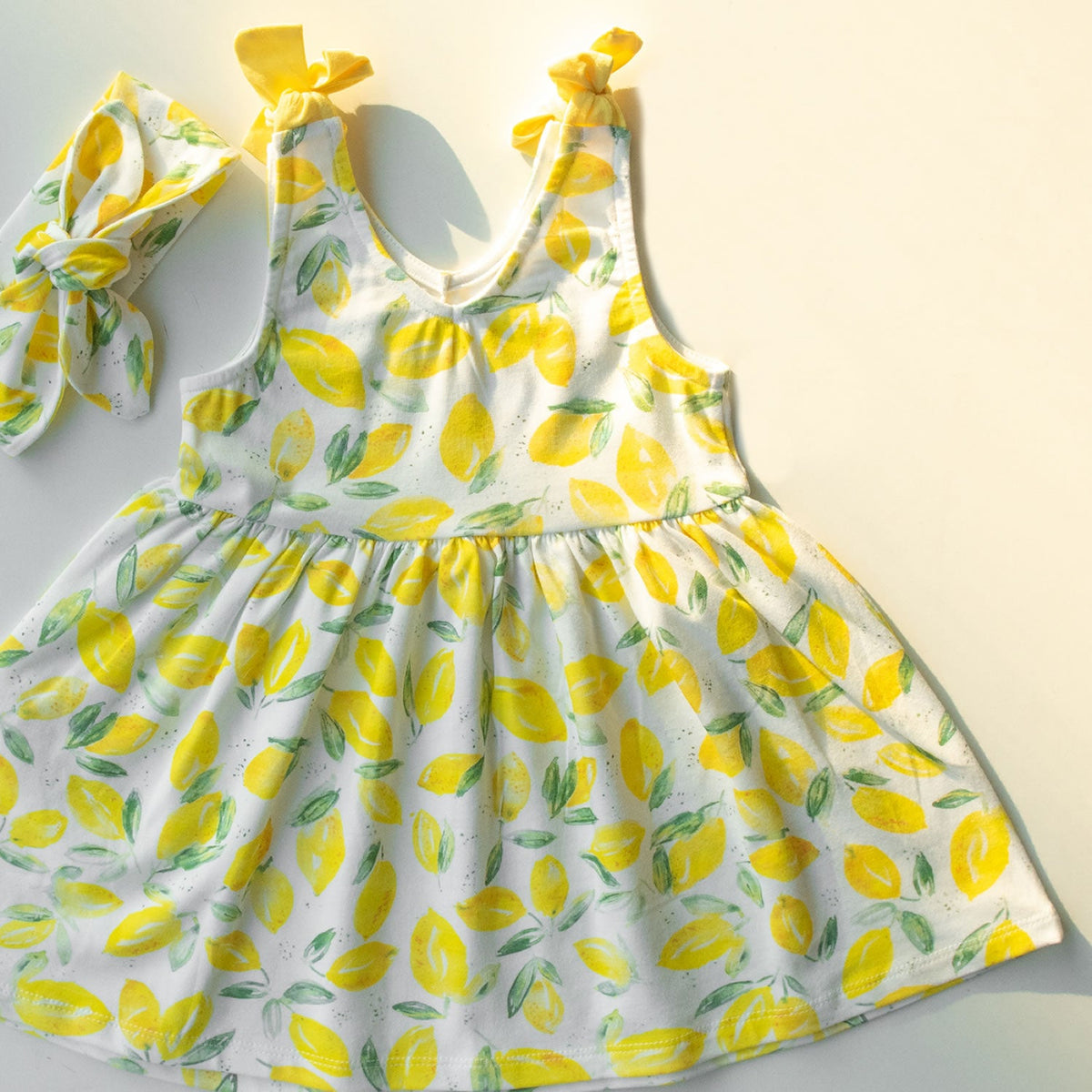 キッズ サマードレス &ヘアバンド /2点セット Lemon Yellow