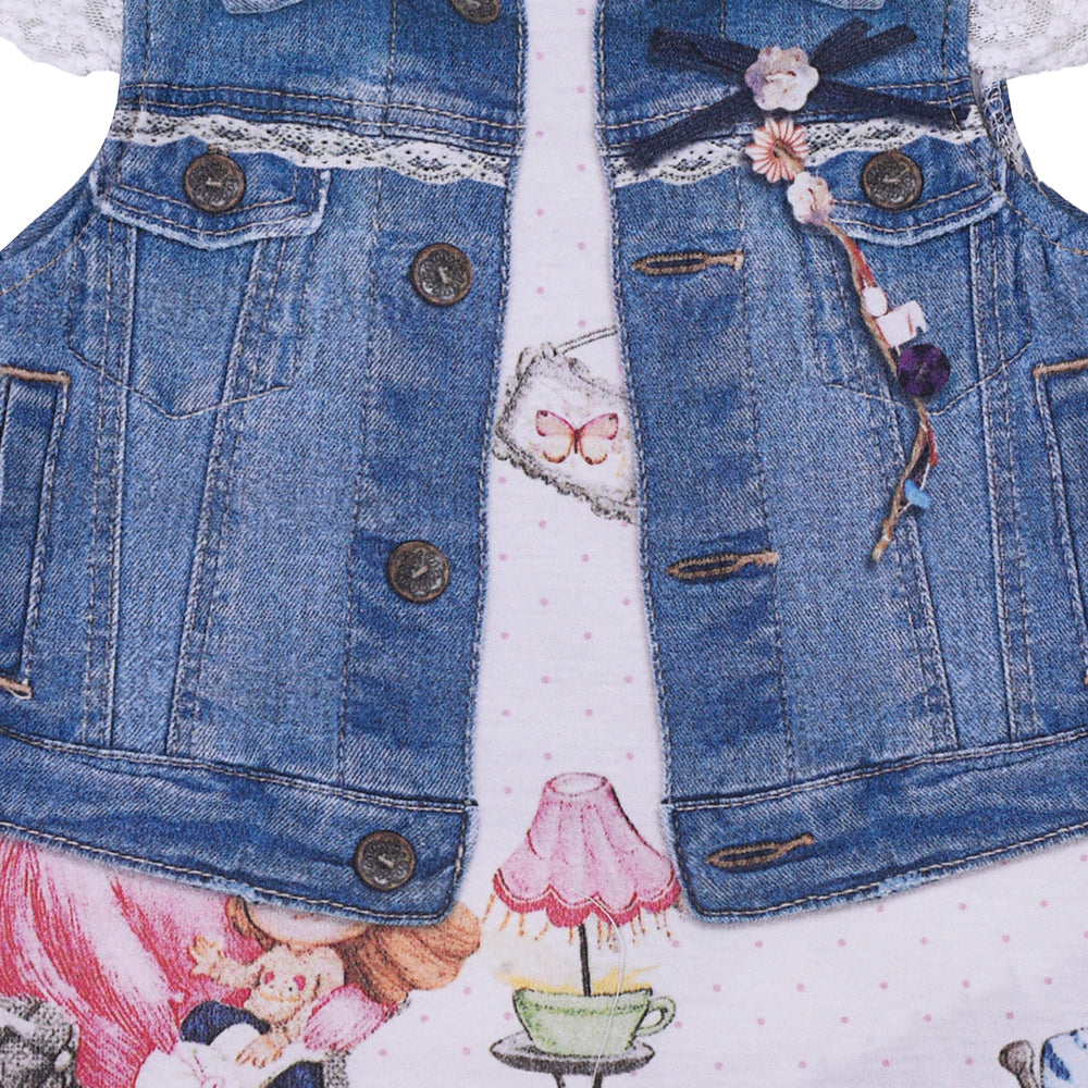 3D - デニム風ベストつきドレス キッズルーム