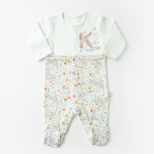 長袖カバーオール カンガルー-ORGANIC HAPPY KANGAROO FOOTED ROMPER