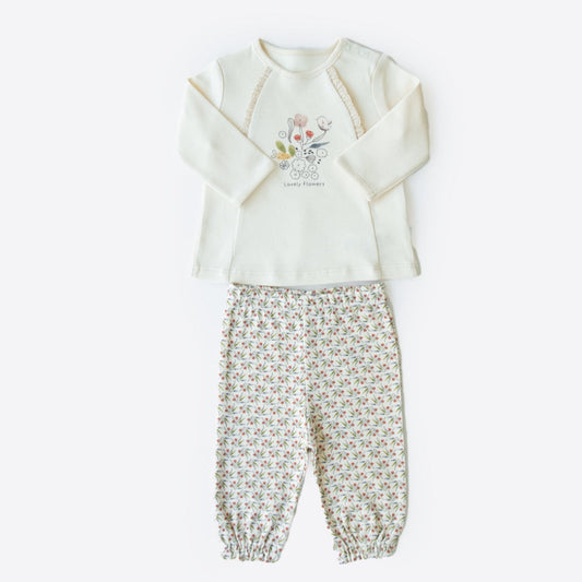 ラブリーフラワー上下セット-ORGANIC LOVELY FLOWERS 2 PCS SET