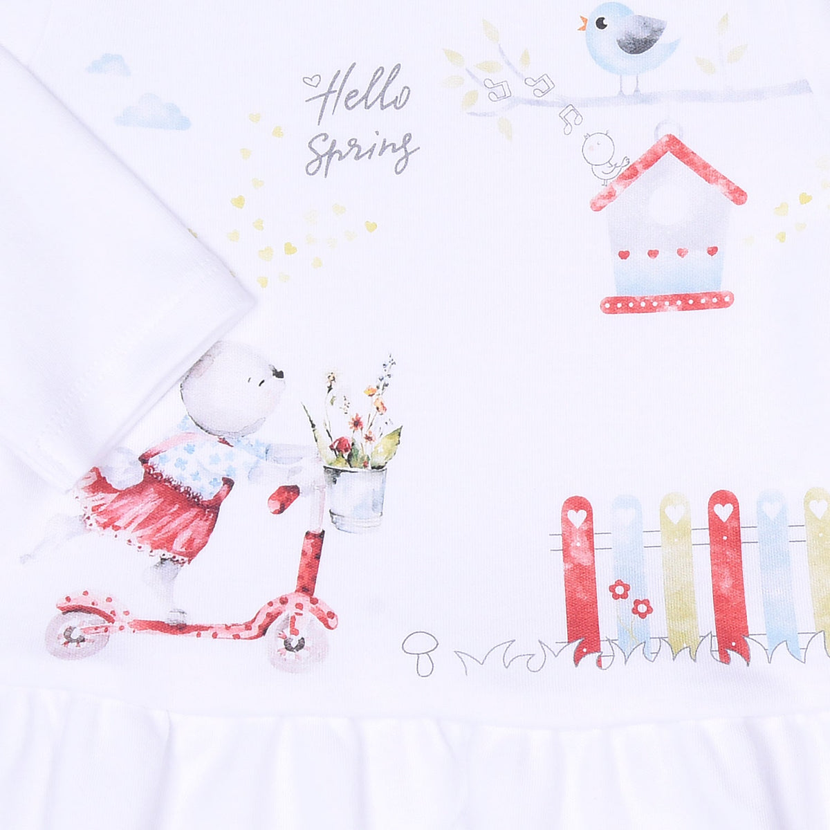 長袖フリルトップス　Hello spring