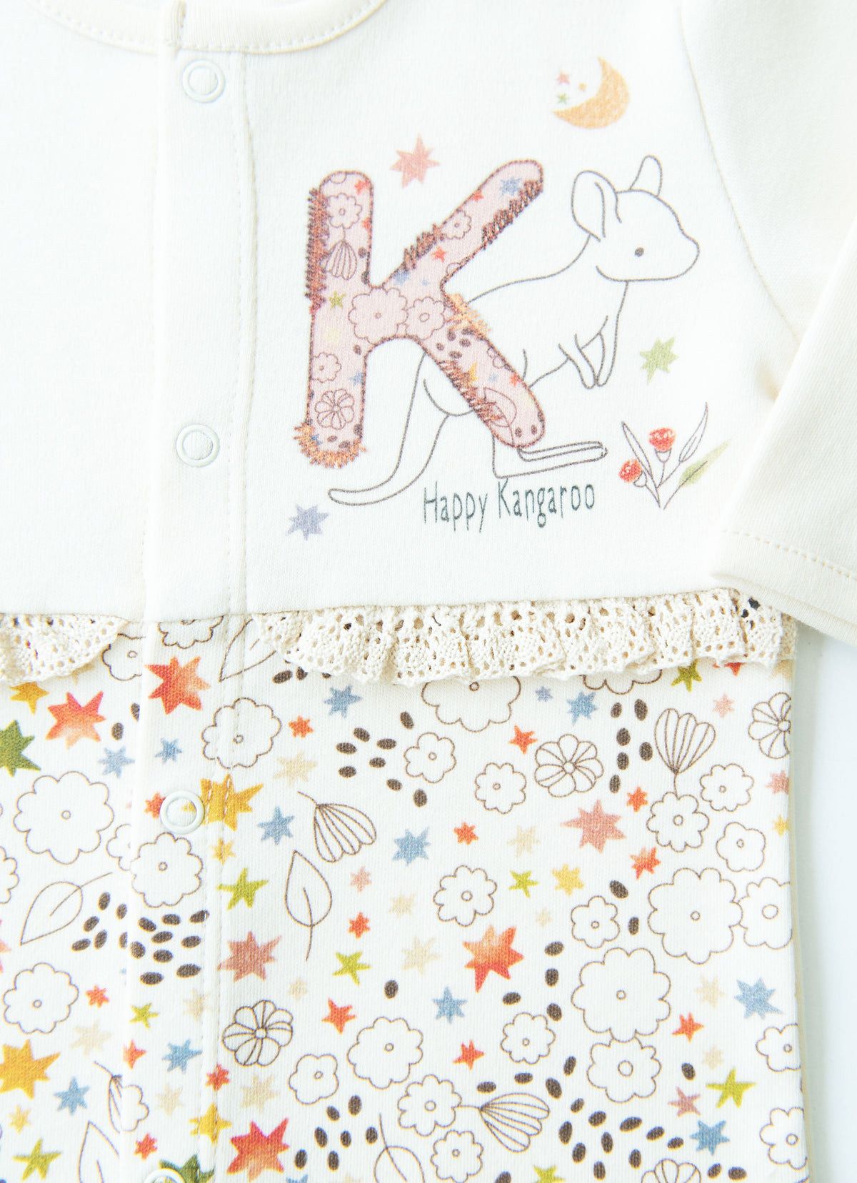 長袖カバーオール カンガルー-ORGANIC HAPPY KANGAROO FOOTED ROMPER