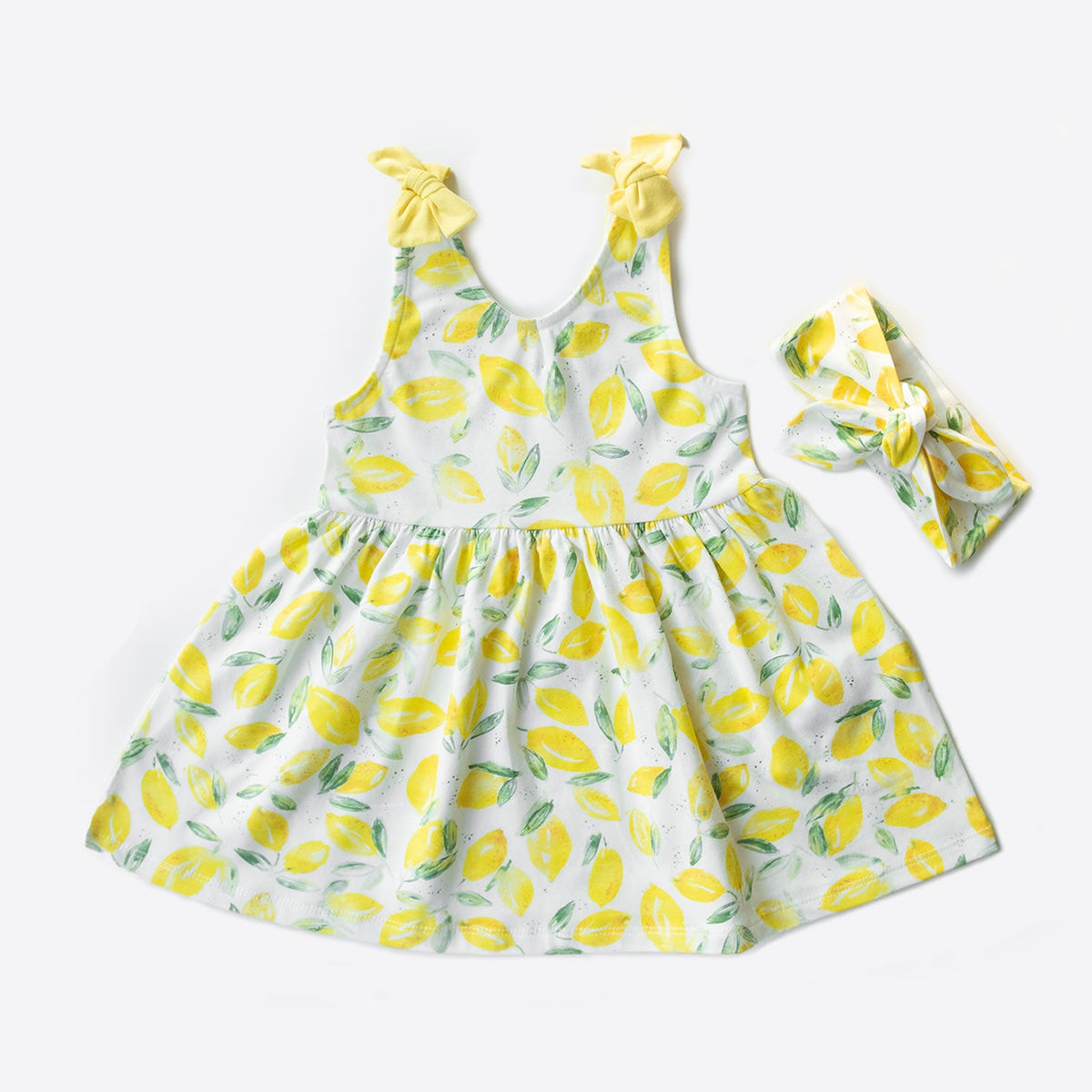 キッズ サマードレス ＆ヘアバンド /2点セット Lemon Yellow